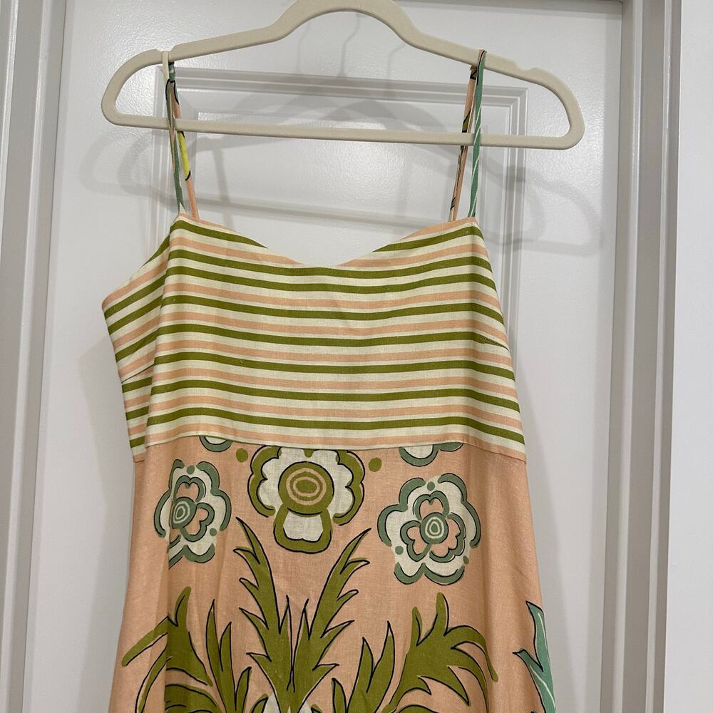 NWT La Maise‎ Studio Lucia Linen Maxi Dress in Pink Placement Size Large - Picture 7 of 9